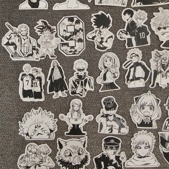 Black & White Mixed Anime Sticker Set 50 pcs - Picture 4 of 6